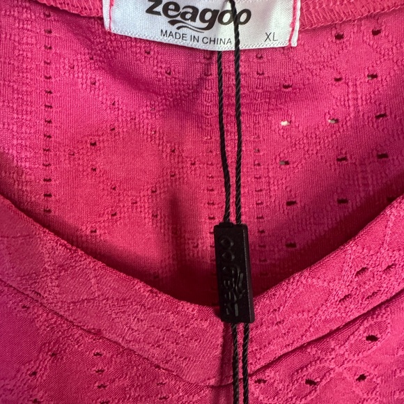 Zeagoo Top Eyelet Loose Fit Blouses Dressy Basic Hot Pink V Neck XL NWT - Picture 7 of 11